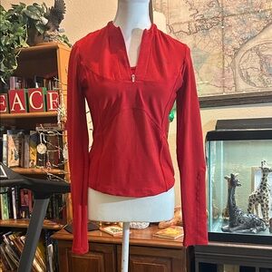 Women's Red Nike Sphere Dry Long Sleeve Top with built in Sports bra